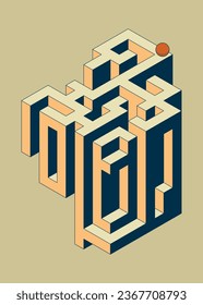 Abstract isometric geometric shape modern art style design template background. Design element can be used for wallpaper, backdrop, print, magazine cover; annual report, vector illustration