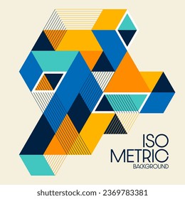 Abstract isometric geometric shape modern art style design template background. Design element can be used for wallpaper, backdrop, print, magazine cover; annual report, vector illustration