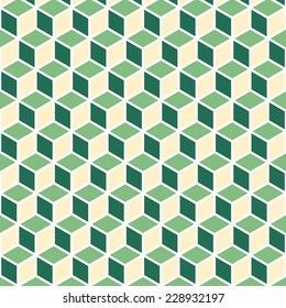 Abstract isometric green cube pattern background, stock vector