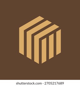 Abstractas hexágono isométrico con líneas paralelas logo símbolo símbolo plano diseño de Vector