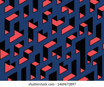 Abstract isometric line art vector illustration