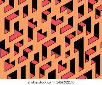 Ilustración vectorial de arte de línea isométrica Abstractas naranja
