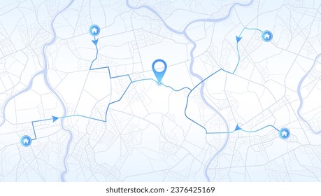 Resumen de la ubicación isométrica sigue el tablero de mandos. infografía del mapa de Gps. Plantilla de ruta de viaje. Calles de la ciudad, bloques, datos de distancia de ruta, vueltas de ruta y etiqueta de destino, marca. Vector, ilustración