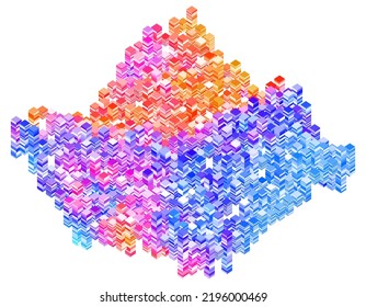 Abstract Isometric Mosaic. Background Design for Poster, Flyer, Cover, Brochure. Random Mosaic Grid. Geometric Shapes Vector Illustration.