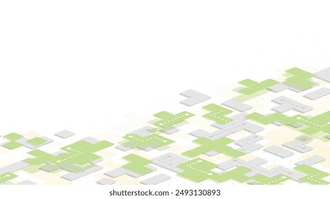 Abstract isometric navigation concept on a background of squares. Squares as symbol of roads. Location signs on squares. Vector illustration