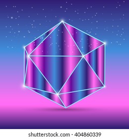 Abstract isometric octahedron with the reflection of the space 
