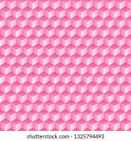 Abstract Isometric Pink Cube Seamless Pattern Background, Vector illustration