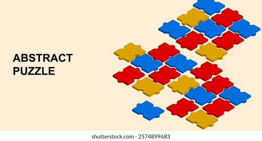 Abstract isometric puzzle piece background. 3D piece of puzzle. Vector illustration.