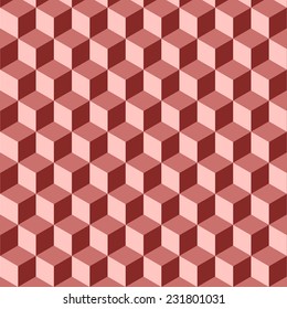 Abstract isometric red cube pattern background, stock vector