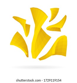 Abstract isometric shapes. Twisted and bent rectangles vector illustrations set.