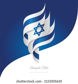 Abstract Israel 3D wavy flag white blue modern ribbon strip logo icon abstract background vector