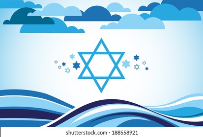 abstract israel flag as sea and blue sky 