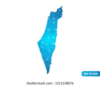 Abstract Israel Map geometric rumpled triangular low poly style gradient graphic on white background , line dots polygonal design for your . Vector illustration eps 10