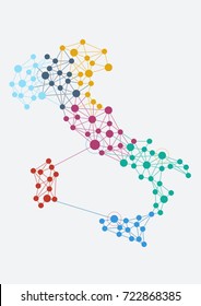 Abstract italian network with map and link