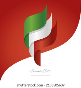 Abstract Italy 3D wavy flag green white red modern ribbon strip logo icon abstract background vector