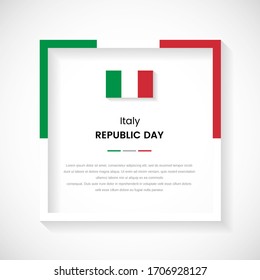 Abstract Italy flag square frame stock illustration. Creative country frame with text for republic day of Italy
