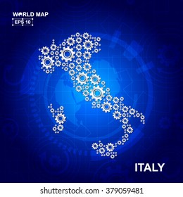 Abstract Italy gear map. Vector design