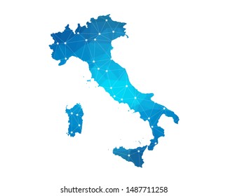 Abstract Italy Map geometric rumpled triangular low poly style gradient graphic on white background , line dots polygonal design for your . Vector illustration eps 10