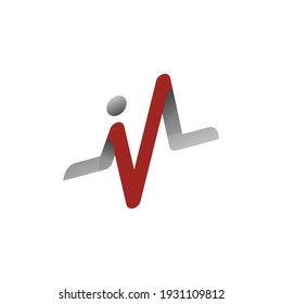 Abstract iV letter shape pulse on the white background. Vector illustration EPS.8 EPS.10