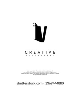 abstract IV logo letter in shadow design concept