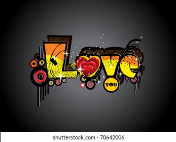 abstract ivory background with grungy artwork love