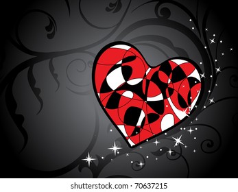 abstract ivory creative floral, twinkle star background with isolated romantic heart