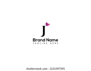 Abstract J letter modern initial butterfly lettermarks logo design