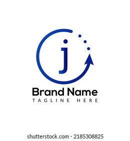 Abstract J letter modern initial arrow logo design template