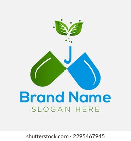Abstract J letter modern initial medical logo design and medicine sign