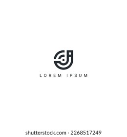 Abstract J letter simple style logo design with wifi Wireless icon vector template.