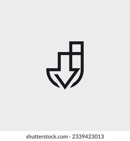 Abstract J letter vector arrow logo template.