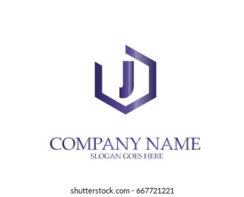 Abstract J letter  vector logotype. Hexagon simple logo design template