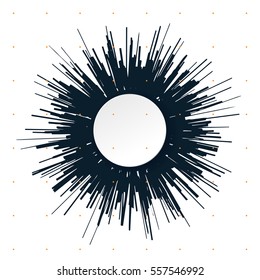 abstract jagged shape and round label, futuristic background