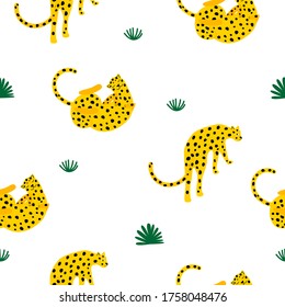 Abstract jaguar seamless background. Dodle seamless pattern for use in design for baby textile, wallpaper, wrapping paper, shop sale poster, bag or dress print etc