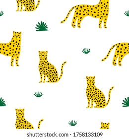 Abstract jaguar seamless background. Dodle seamless pattern for use in design for baby textile, wallpaper, wrapping paper, shop sale poster, bag or dress print etc