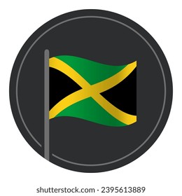 Abstract Jamaica Flag Flat Icon in Circle Isolated on White Background