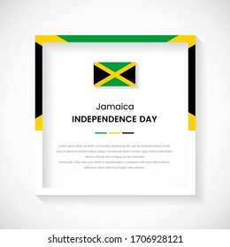 Abstract Jamaica flag square frame stock illustration. Classic country frame with text for Independence day of Jamaica