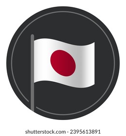 Abstract Japan Flag Flat Icon in Circle Isolated on White Background