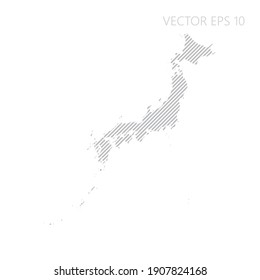 Resumen mapa japonés con líneas diagonales grises. Mapa de franjas de Japón. Ilustración del vector EPS10.