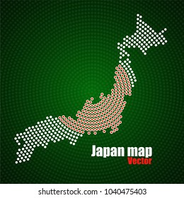 Abstract Japan map of radial dots. Vector illustration, eps 10