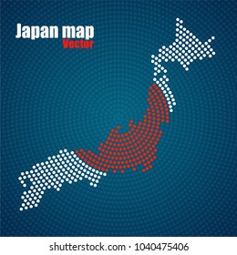 Abstract Japan map of radial dots. Vector illustration, eps 10