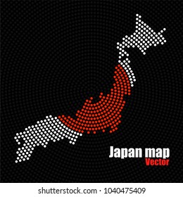 Abstract Japan map of radial dots. Vector illustration, eps 10