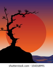 Abstract japanese background - sunset.