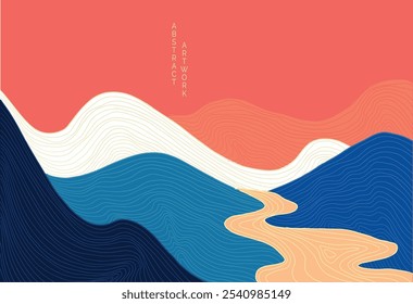 abstract japanese bright landscape ont background with contrast colors