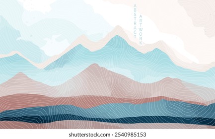 abstract japanese bright landscape ont background with contrast colors
