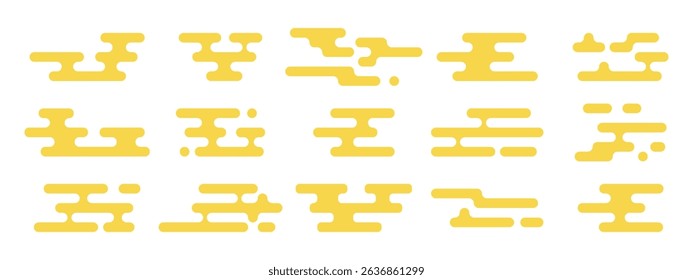 Abstract Japanese cloud shapes. Asian style decorative elements. Vector illustration