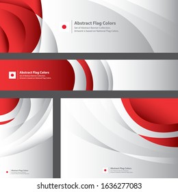 Abstract Japanese Flag, Flag Banner Collection (Vector Art)