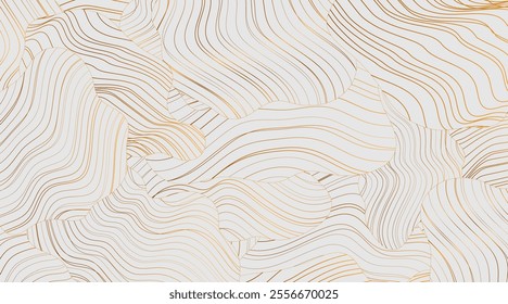 Abstract Japanese golden wavy shapes pattern elegant flowing background. Vector design