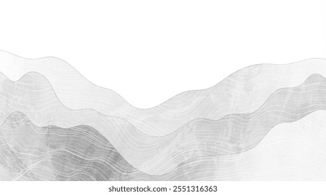 Abstract Japanese grey wavy pattern elegant flowing background. Vector design