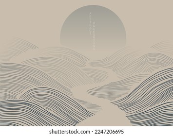 paisaje japonés abstracto sobre fondo claro con gradiente